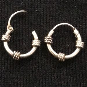 3/8” pair of Cuffs Sterling Silver hoops Earrings